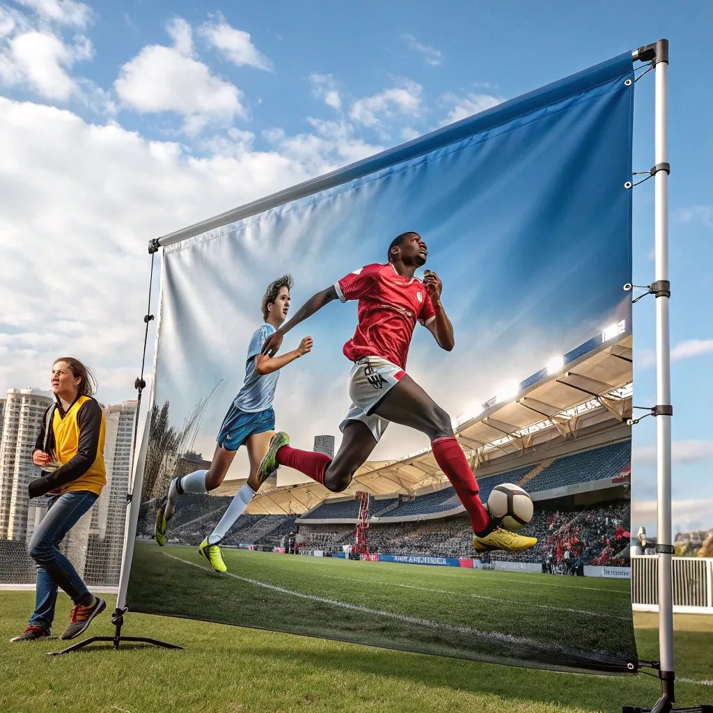 Sports section banner showcasing a vibrant sports scene with athletes in action