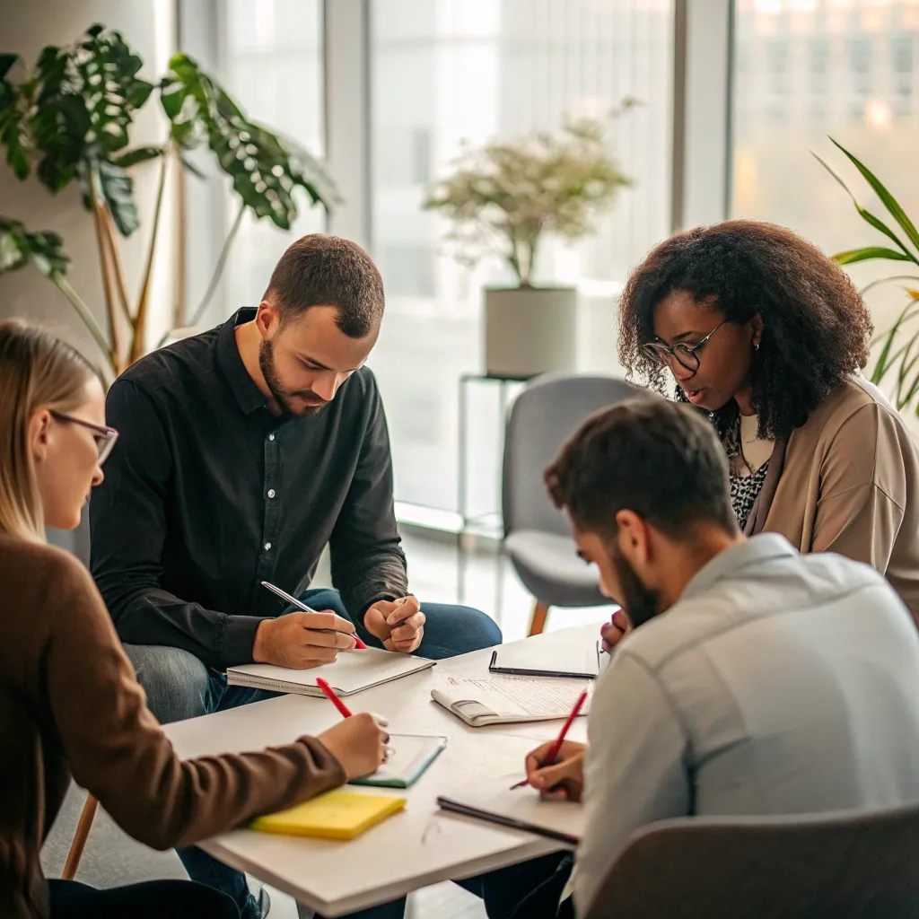 Team in a brainstorming session